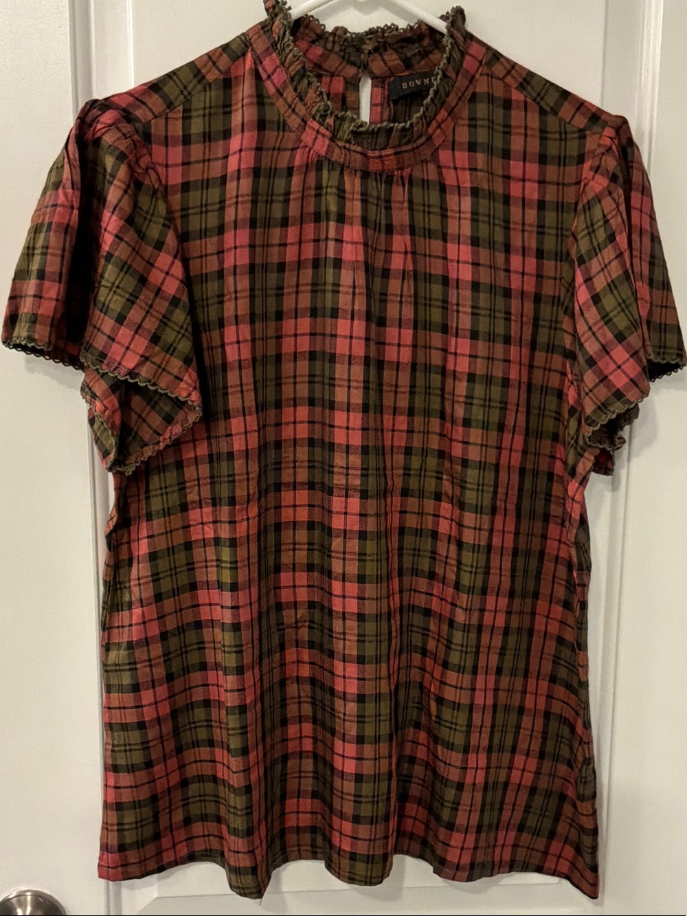 Downeast Olive and Pink Plaid Button-Down Shirt